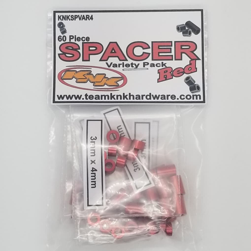 Team KNK Aluminum Spacer Variety Pack (Red) (60) (KNKSPVAR4)