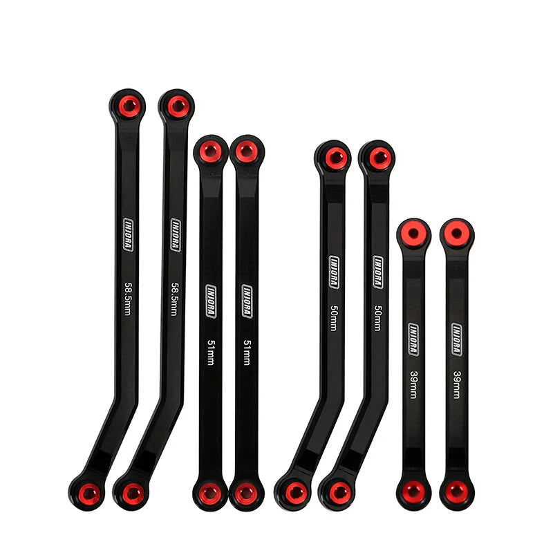 INJORA - 8PCS Aluminum High Clearance 4 Links Set For SCX24 C10 JLU Bronco Base Camp 4Runner (SCX24-71BK)