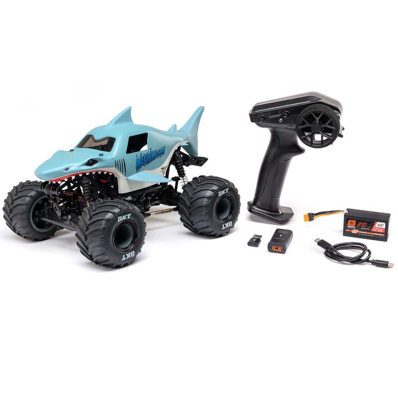 LOSI - 1/18 Mini LMT Megalodon 2S 4X4 RTR Brushed Monster Truck (Battery & Charger Included), Blue (LOS01026T3)