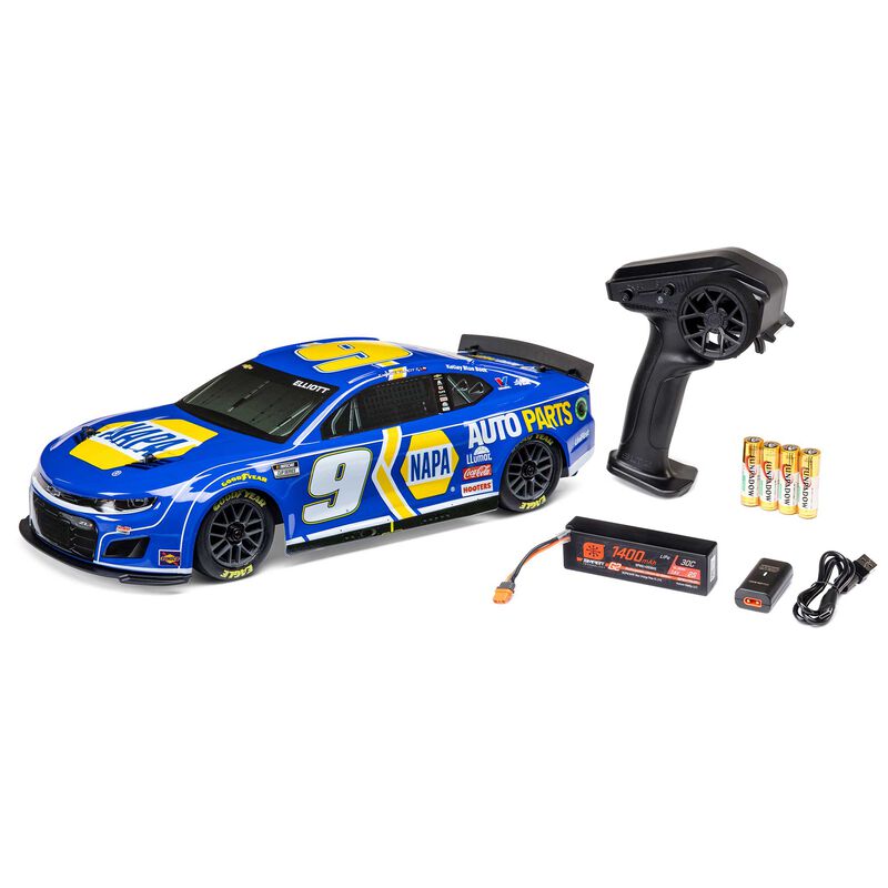 LOSI - 1/12 NASCAR RC Racecar Chase Elliott No. 9 2024 NAPA Chevrolet ZL1 Camaro 2S AWD RTR Brushed On-Road (Battery & Charger Included), Blue (LOS1122409)