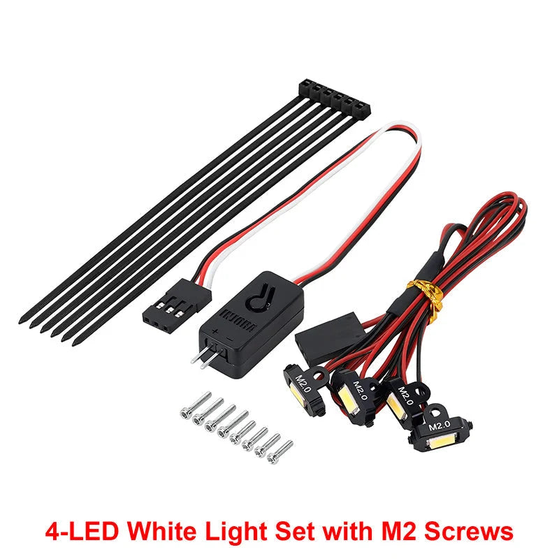 INJORA - Rock Lights Kit With Controller For 1/18 RC Crawler (White) (DG-L36-4)