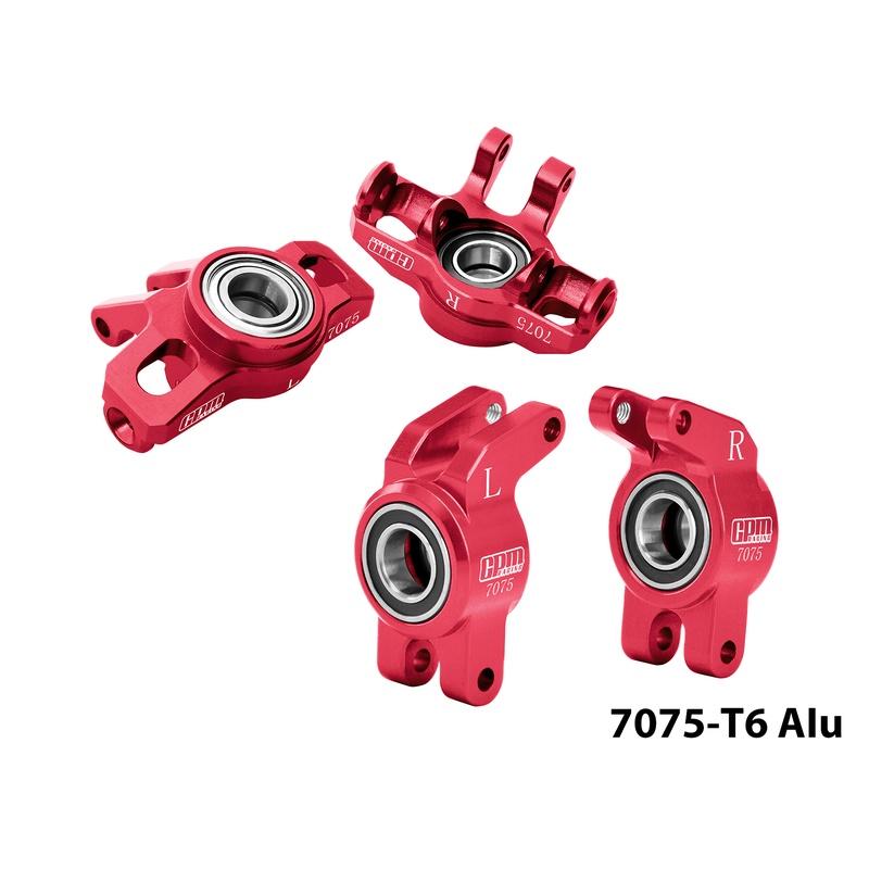 GPM RACING - 7075 Alloy Front Steering Block + Rear Hub (Larger Inner Bearings) (RED) For ARRMA 1/16 Mojave Grom / LOSI 1/12 Nascar / Asphalt Late (MGM2122-R)