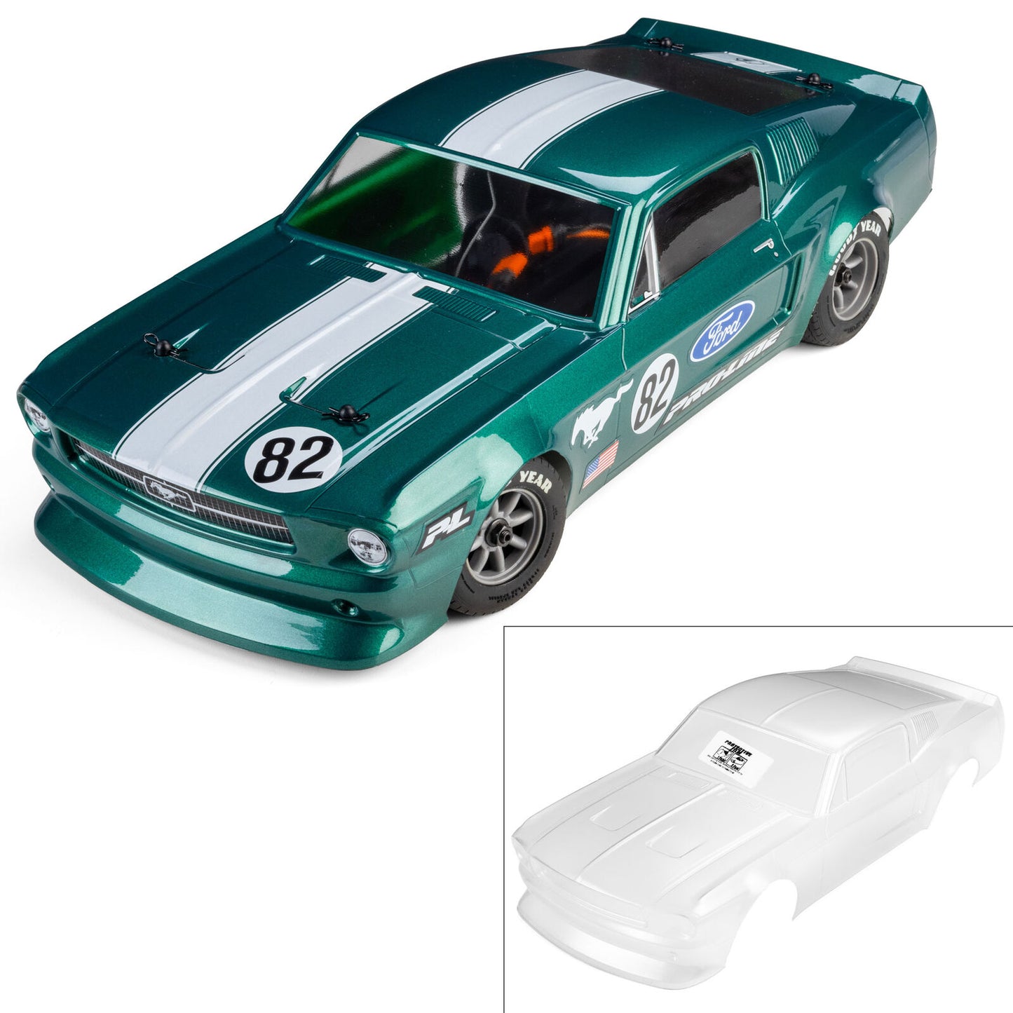 PRO-LINE RACING - 1/12 Pre-Cut 1968 Ford Mustang Clear VTA Body: Losi NASCAR® Race Car (PRO372817)