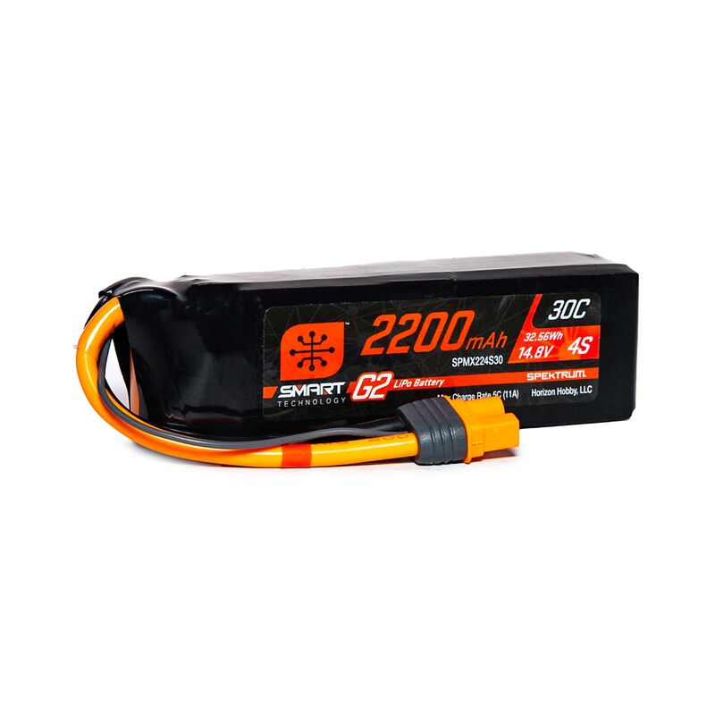 SPEKTRUM - 2200mAh 4S 14.8V Smart G2 LiPo 30C; IC3 (SPMX224S30)