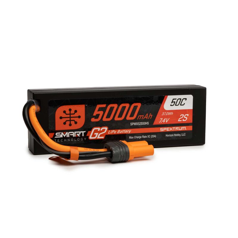 SPEKTRUM - 5000mAh 2S 7.4V Smart G2 LiPo 50C Hard Case; IC5 (SPMX52S50H5)