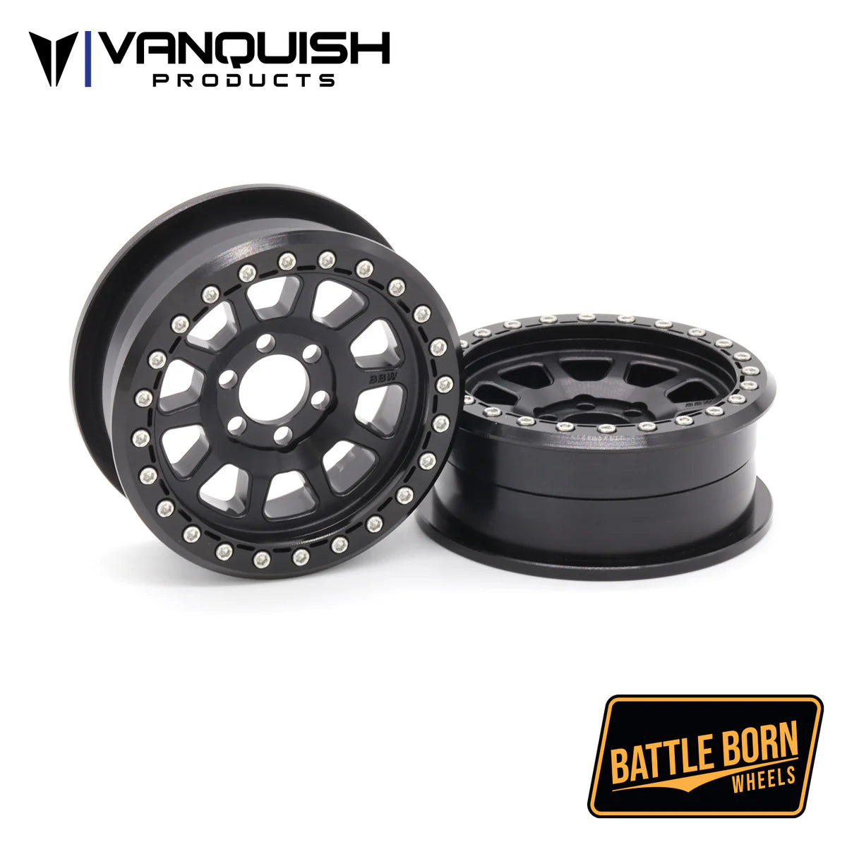 Vanquish Products Battle Born Wheels Sierra 2.2 Beadlock Crawler Wheels (Black) (2) (VPS08150)