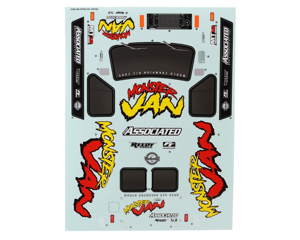 Team Associated MT12 Monster Van Decal Sheet (ASC41118)