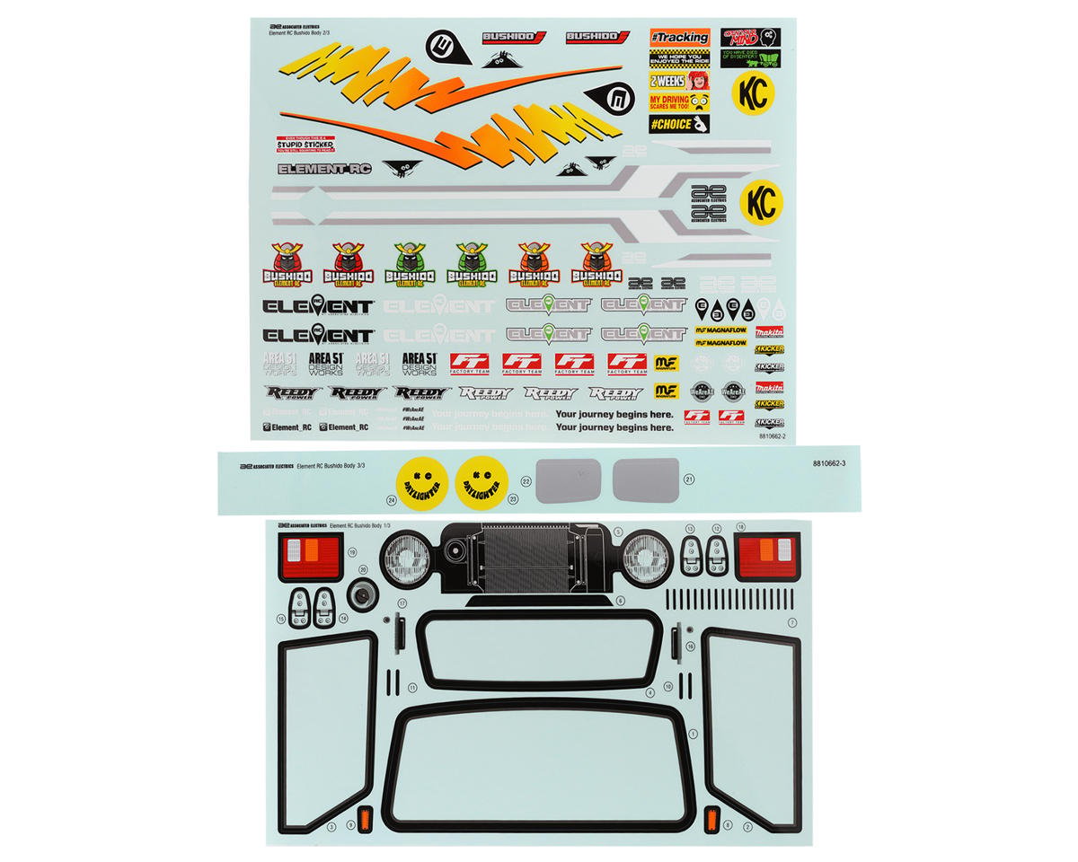 Team Associated Enduro Bushido+ Body Decal Sheet (ASC42197)