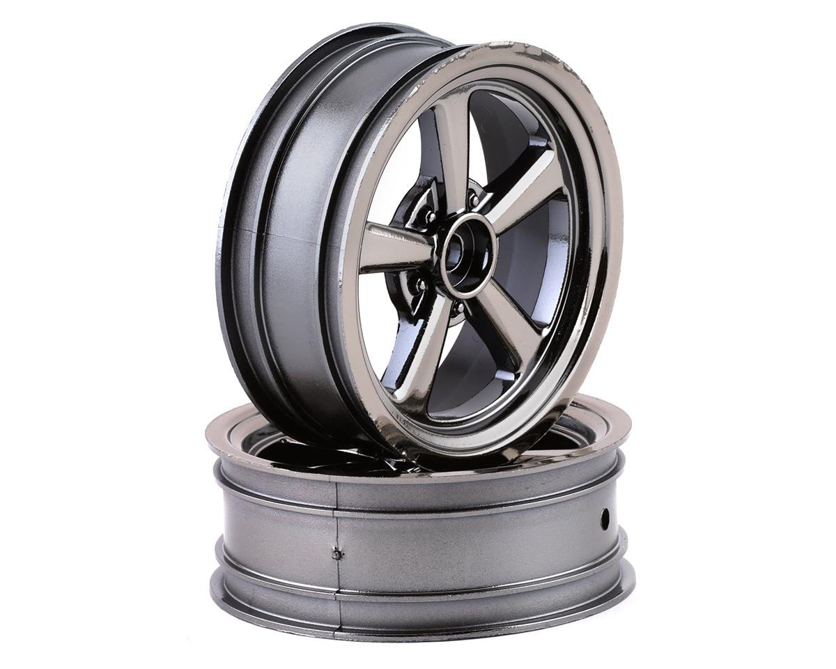 Team Associated DR10 2.2" Drag Racing Front Wheels (Black Chrome) (2) (ASC71077)