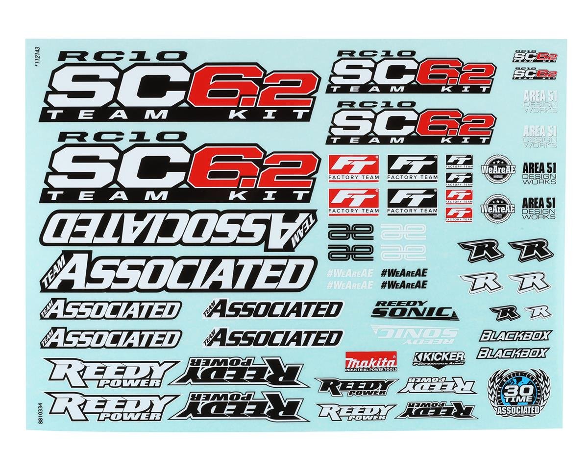 Team Associated RC10 SC6.2 Decal Sheet (ASC71154)