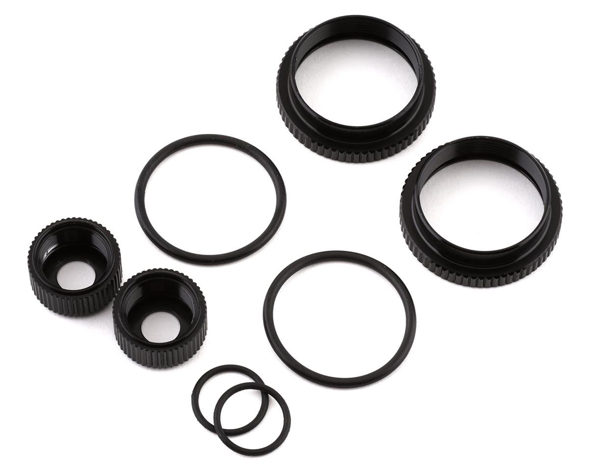 Team Associated RC8B3.2/T3.2 16mm Shock Collar & Seal Retainer Set (Black) (ASC81492)