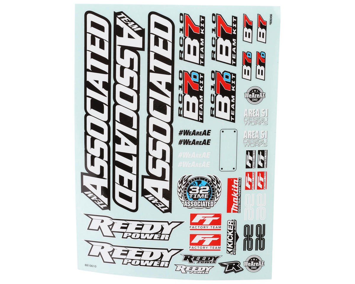 Team Associated RC10B7/RC10B7D Decal Sheet (ASC92465)