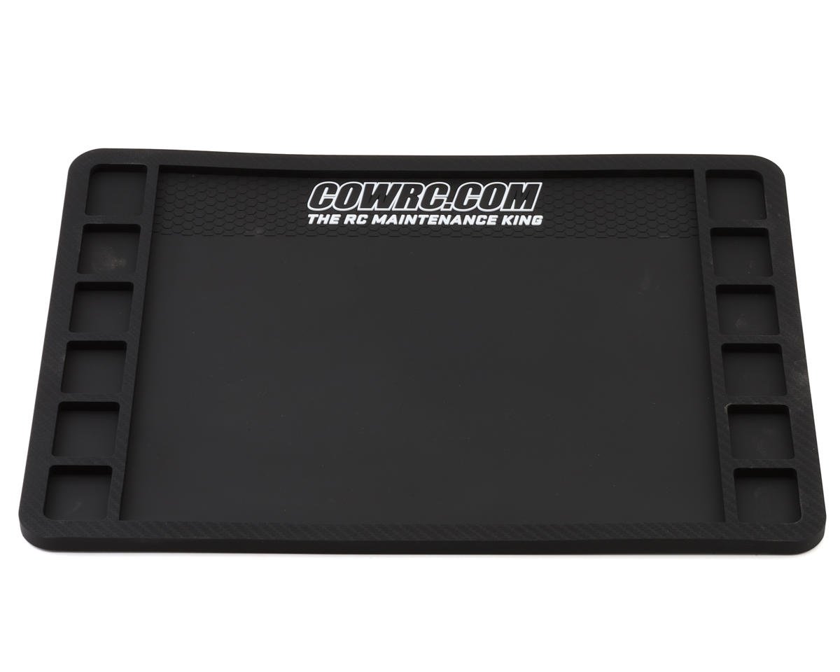 Cow RC Screw Catcher Carbon Series Rubber Pit Mat (12"x16") (CPP-R14016397)