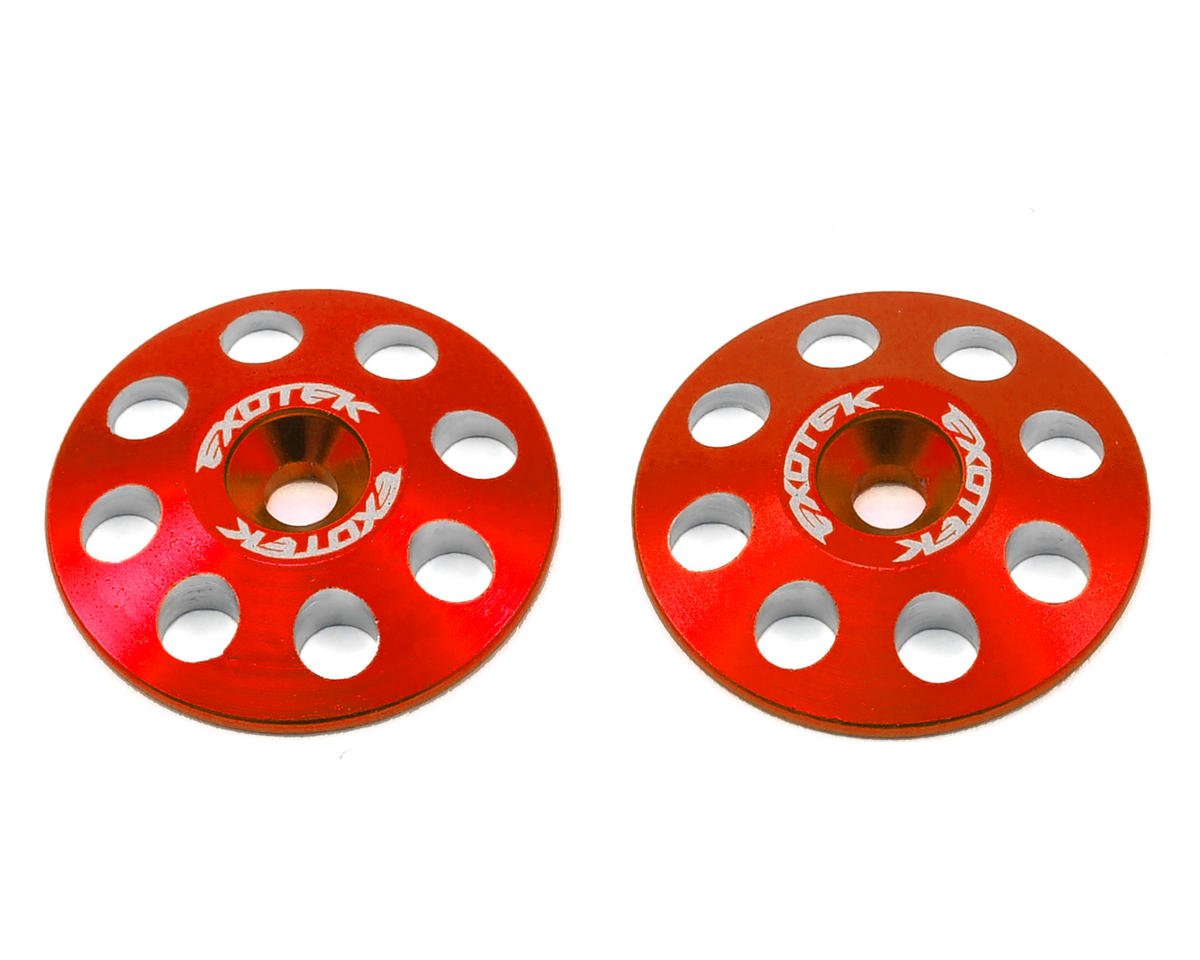 Exotek 22mm 1/8 XL Aluminum Wing Buttons (2) (Red) (EXO1665RED)