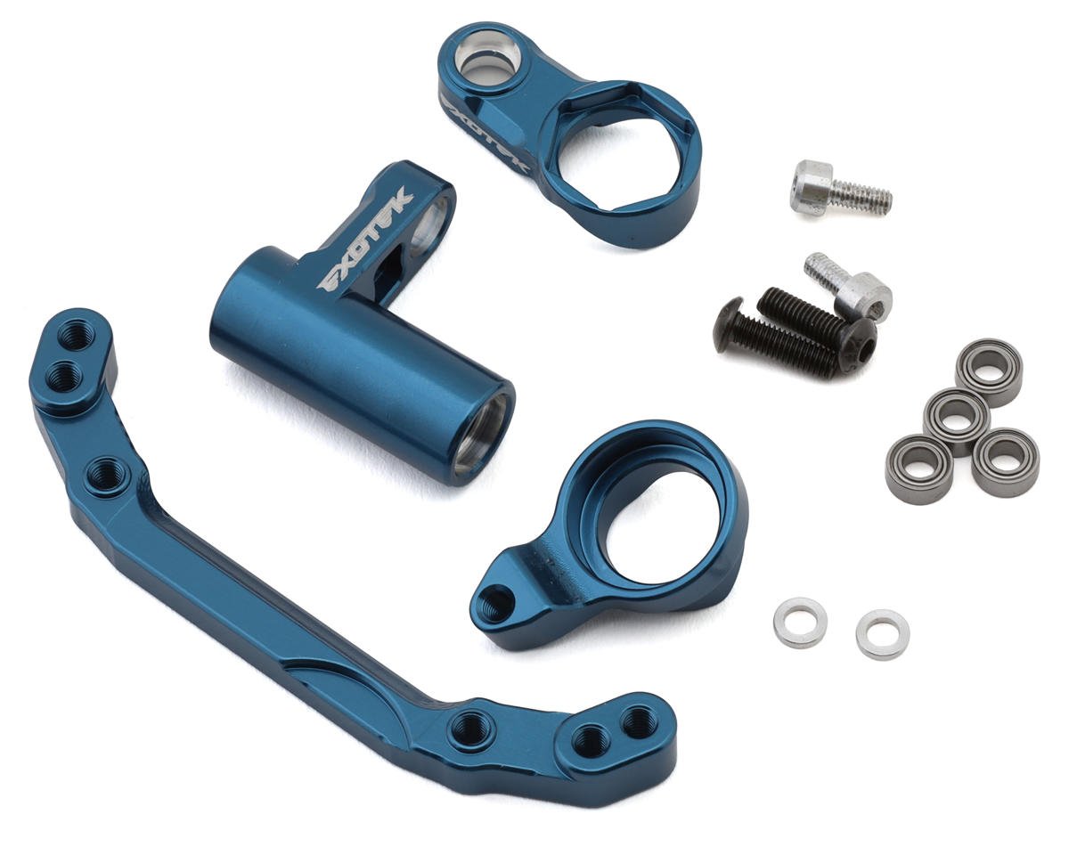 Exotek Team Associated MT10/Pro4 SC10 HD Aluminum Steering Bellcrank Set (Blue) (EXO2266)