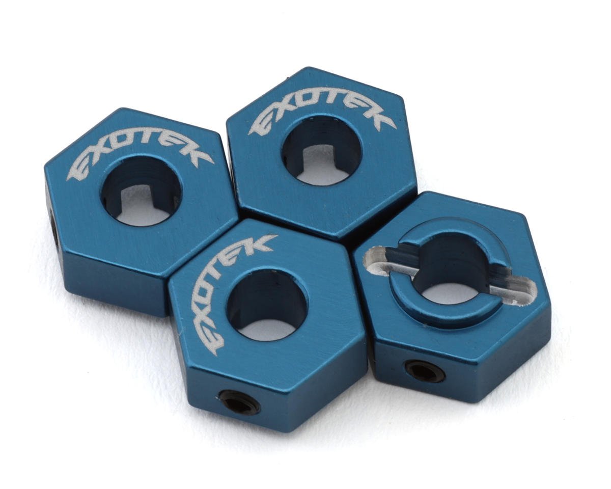 Exotek Team Associated MT10/Pro4 SC10 HD Aluminum Wheel Hexes (Blue) (4) (EXO2270)