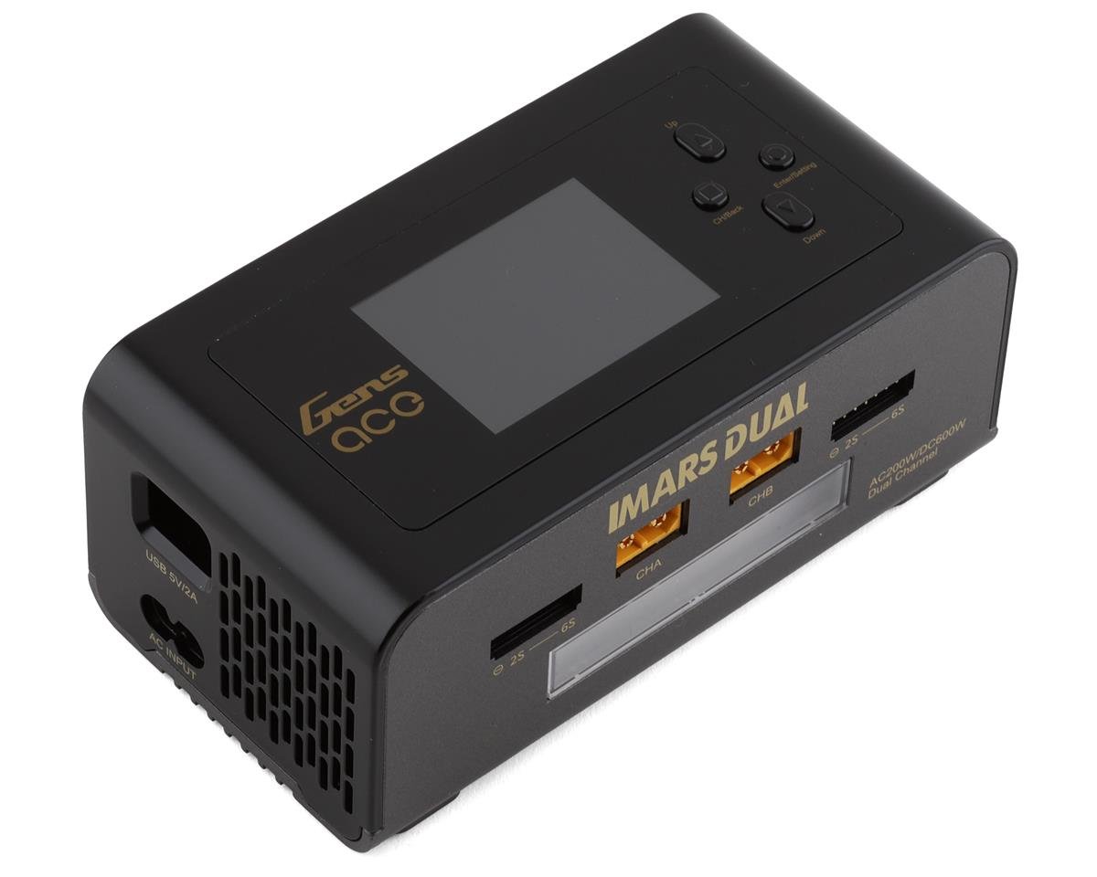 Gens Ace IMars Dual Port AC/DC Charger (6S/15A/100W x 2) (Black) (GEA200WDUAL-UB)