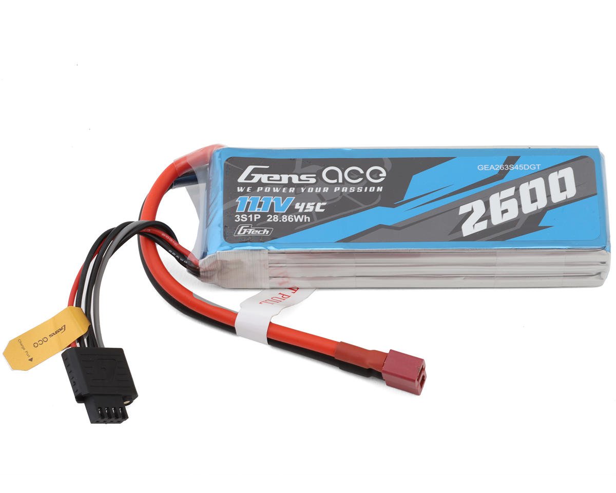Gens Ace G-Tech Smart 3S LiPo Battery 45C (11.1V/2600mAh) w/Deans Connector (GEA263S45DGT)