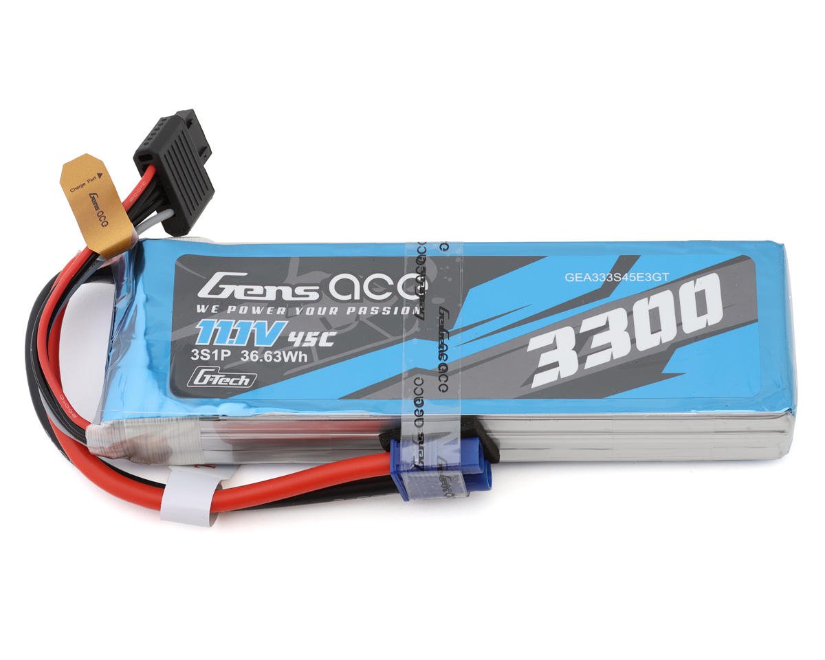 Gens Ace G-Tech Smart 3S LiPo Battery 45C (11.1V/3300mAh) w/EC3 Connector (GEA333S45E3GT)