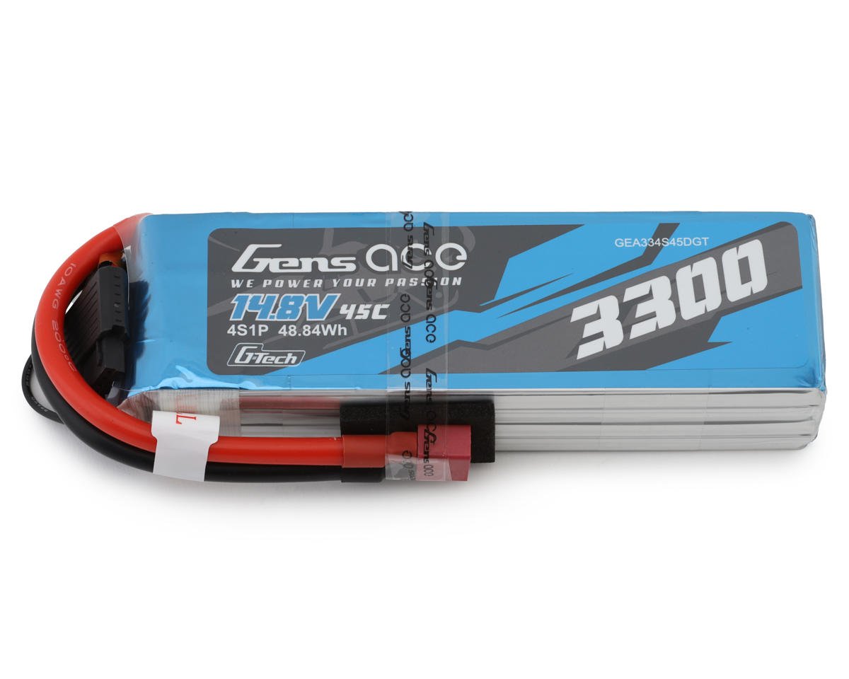 Gens Ace G-Tech Smart 4S LiPo Battery 45C (14.8V/3300mAh) w/Deans Connector (GEA334S45DGT)