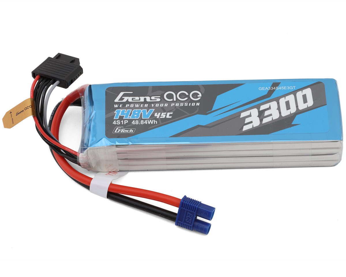 Gens Ace G-Tech Smart 4S LiPo Battery 45C (14.8V/3300mAh) w/EC3 Connector (GEA334S45E3GT)