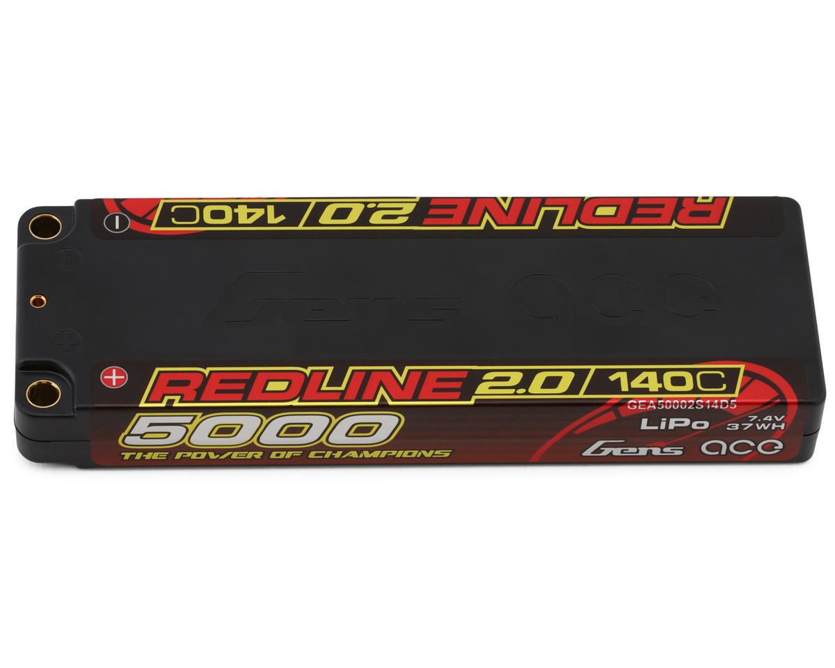 Gens Ace Redline 2.0 2S LiHV Battery 140C (7.6V/5000mAh) w/5mm Bullets (GEA50002S14D5)