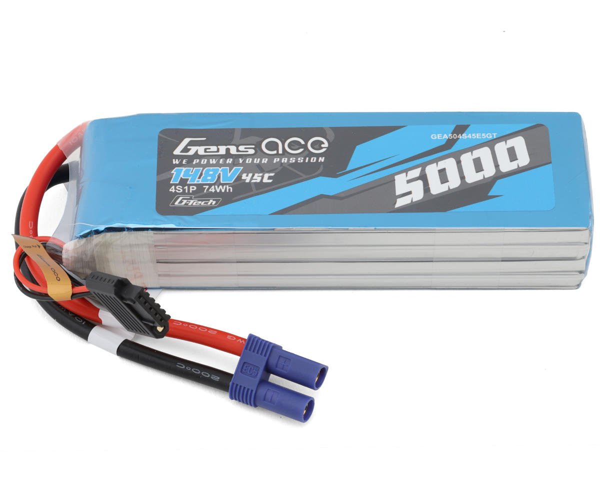 Gens Ace G-Tech Smart 4S LiPo Battery 45C (14.8V/5000mAh) w/EC5 Connector (GEA504S45E5GT)