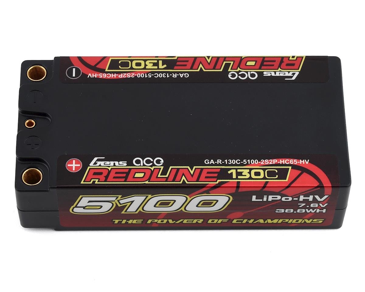 Gens Ace Redline 2S Shorty LiHV LiPo Battery 130C w/5mm Bullets (7.6V/5100mAh) (GEA51002S13D5)
