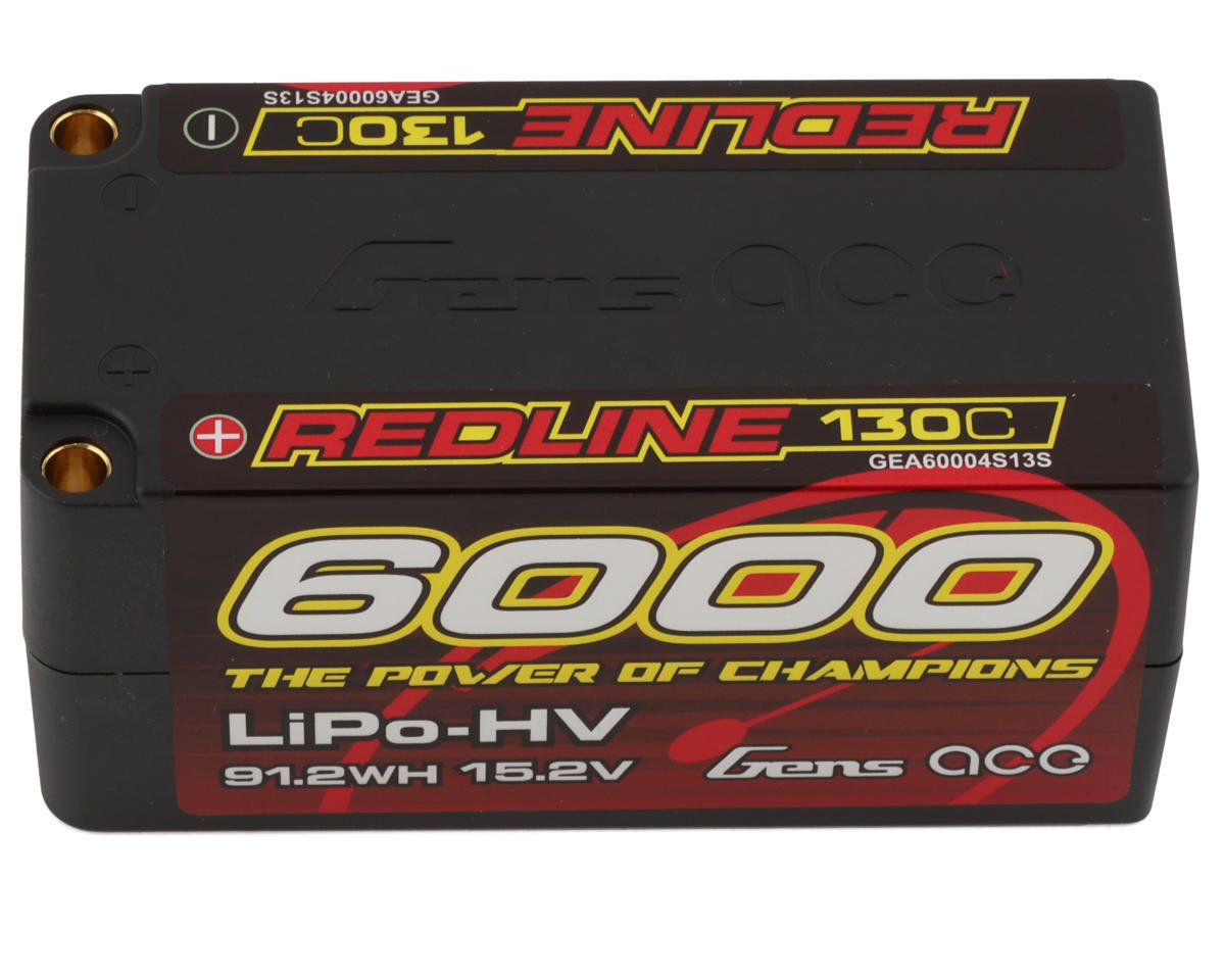 Gens Ace Redline 4S LiHV LiPo Shorty Battery 130C (15.2V/6000mAh) w/5mm Bullets (GEA60004S13S)