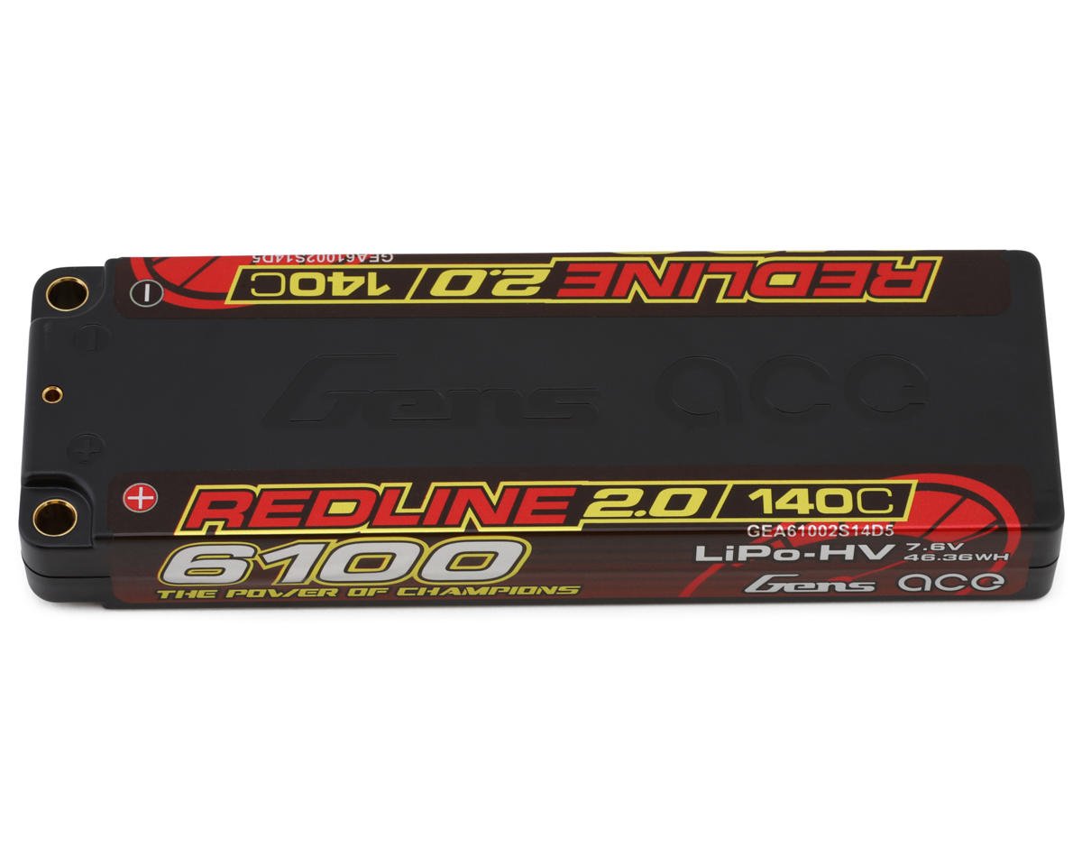 Gens Ace Redline 2.0 2S LCG LiHV Battery 140C (7.6V/6100mAh) w/5mm Bullets (GEA61002S14D5)
