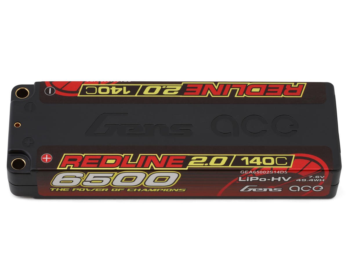 Gens Ace Redline 2.0 2S LCG LiHV Battery 140C (7.6V/65000mAh) w/5mm Bullets (GEA65002S14D5)