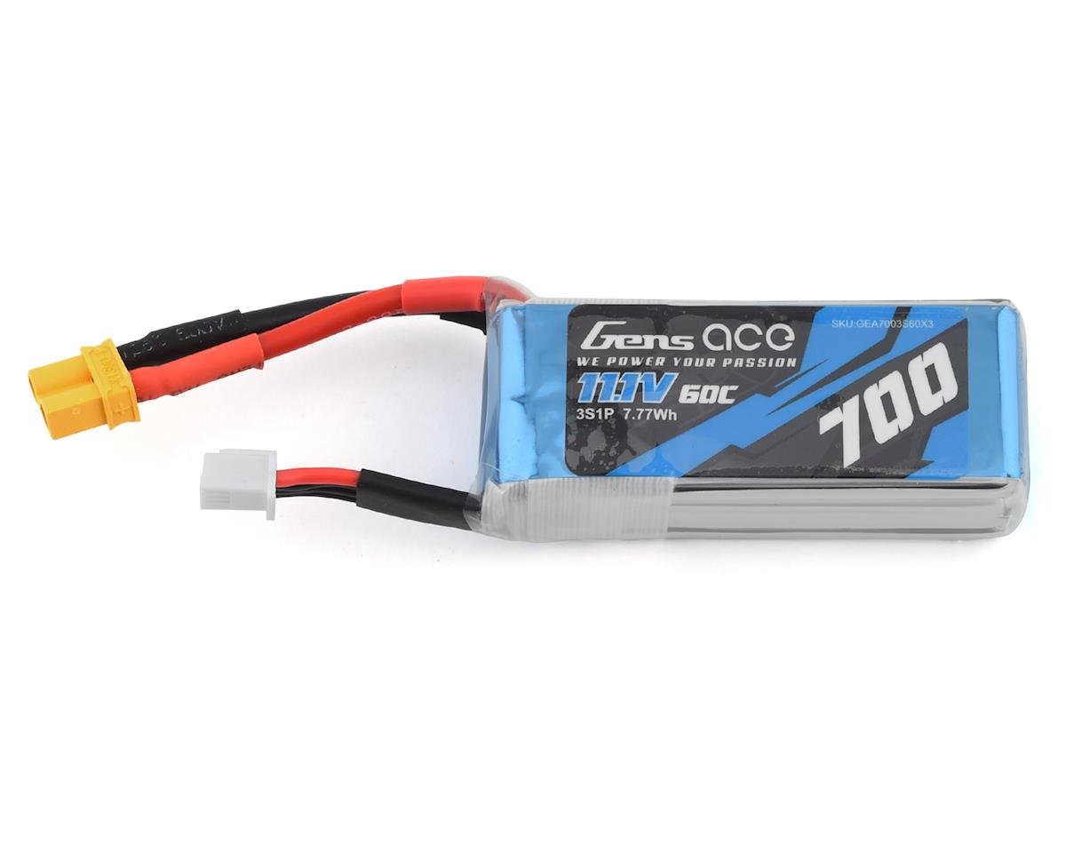Gens Ace 3s LiPo Battery 60C (11.1V/700mAh) (OMP M2/Logo 200) (GEA7003S60X3)