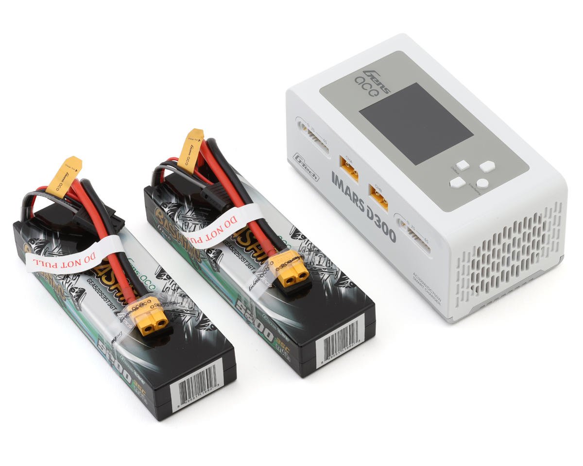 Gens Ace G-Tech Smart 2S Bundle w/Two 2S 35C XT60 LiPo Batteries (GEAD300522S35GT)