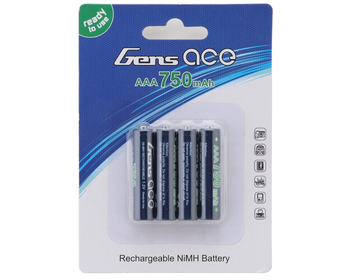 Gens Ace High Power Rechargeable AAA NIMH Battery (1.2V/750mAh) (4) (GEANM7501S3A)