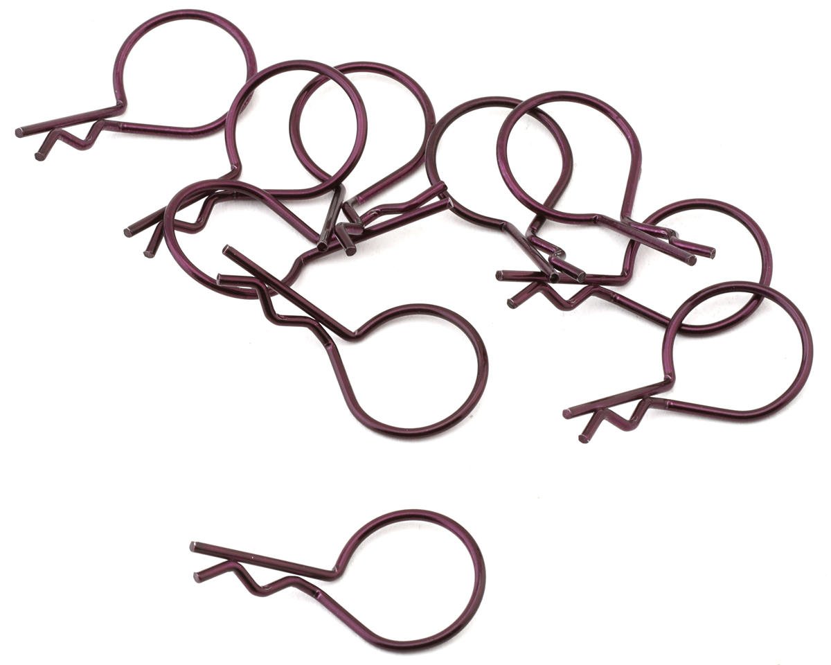 Hot Racing Bent Body Clips (10) (Purple) (HRAAC02M07)