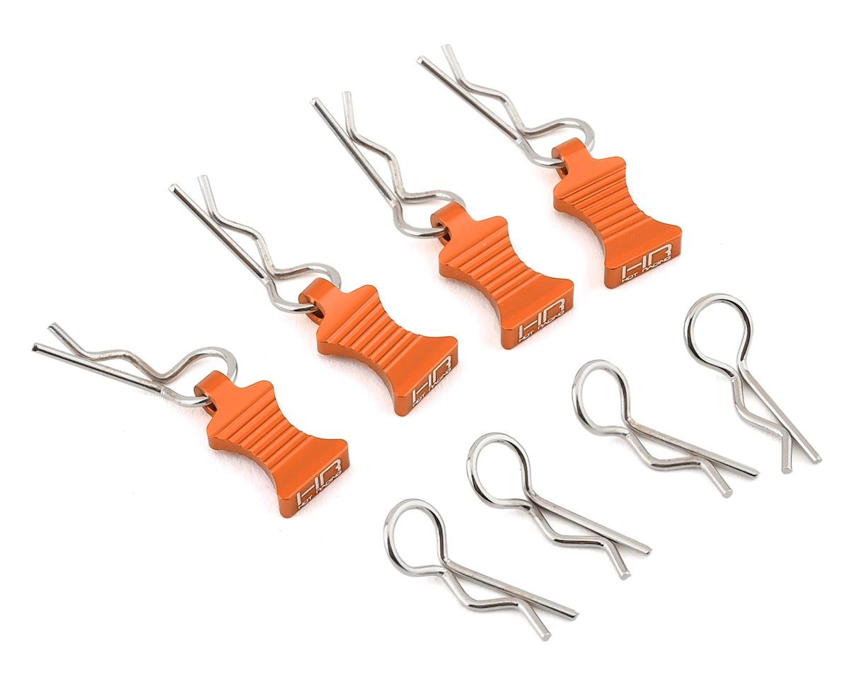 Hot Racing 1/10 Aluminum EZ Pulls w/Body Clips (Orange) (4) (HRAAC03EZ03)