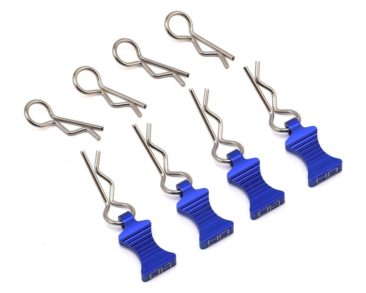 Hot Racing 1/10 Aluminum EZ Pulls w/Body Clips (Blue) (4) (HRAAC03EZ06)