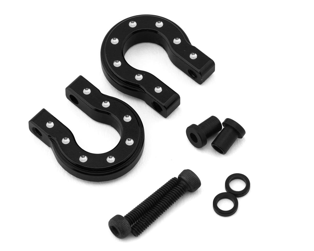 Hot Racing 1/10 Aluminum Monster Shackle D-Ring (Black) (2) (HRAACC808MR01)