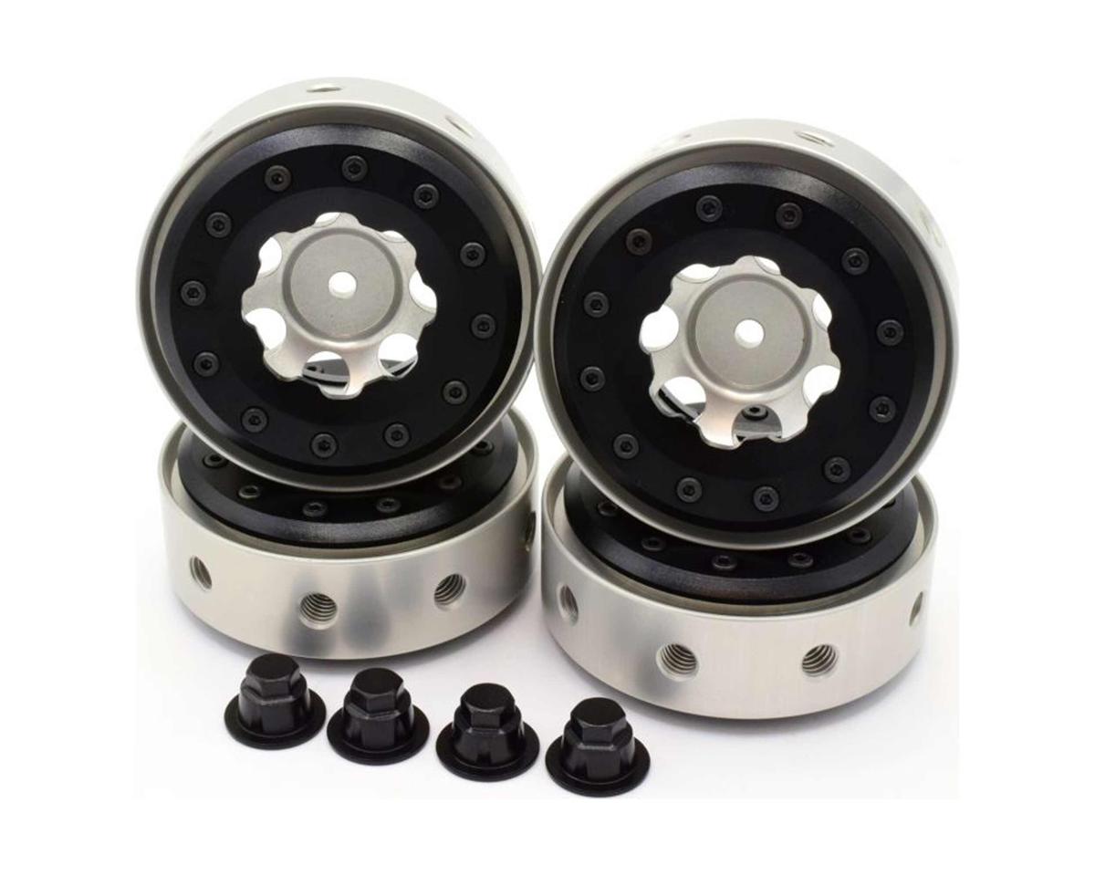 Hot Racing Silver Beadlock 1.9 Rims Black Rings (HRABLW198S08)