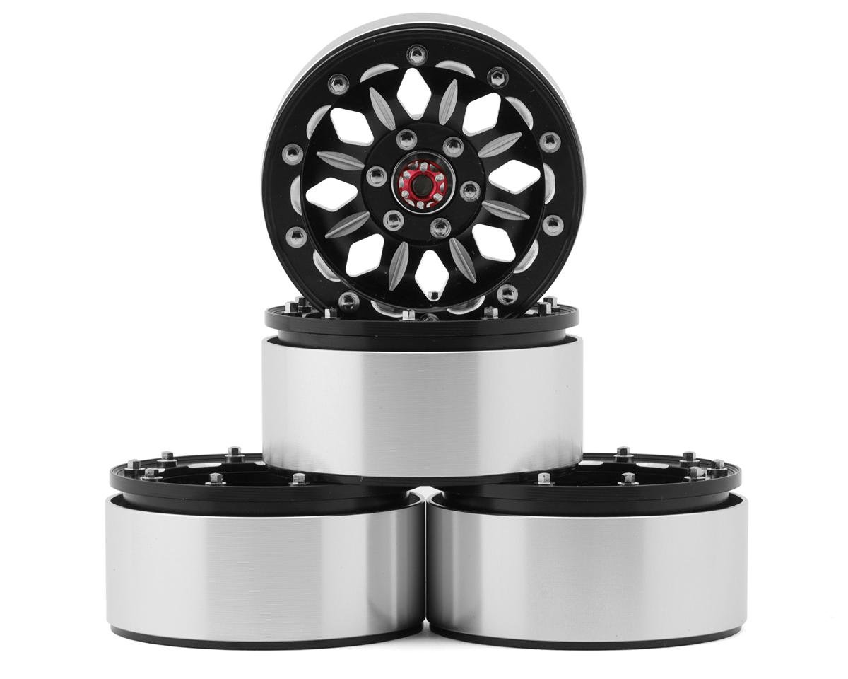 Hot Racing 1.9" Aluminum Beadlock Wheels (Black) (4) (B-Style) (HRABLW19SLB01)