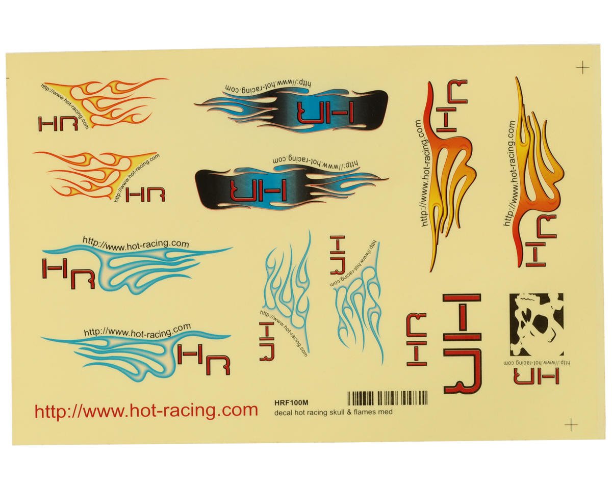 Hot Racing Flames Sticker Sheet (Medium) (HRAHRF100M)