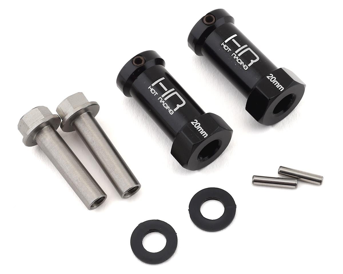 Hot Racing Axial Wheel Hub Extensions w/12mm Hex (Black) (2) (+20mm) (HRASCX10TT01)