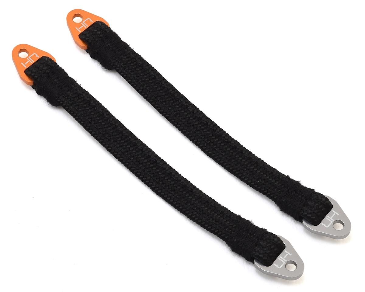 Hot Racing 105mm Suspension Travel Limit Straps (2) (Orange/Silver) (HRASLS105T1803)