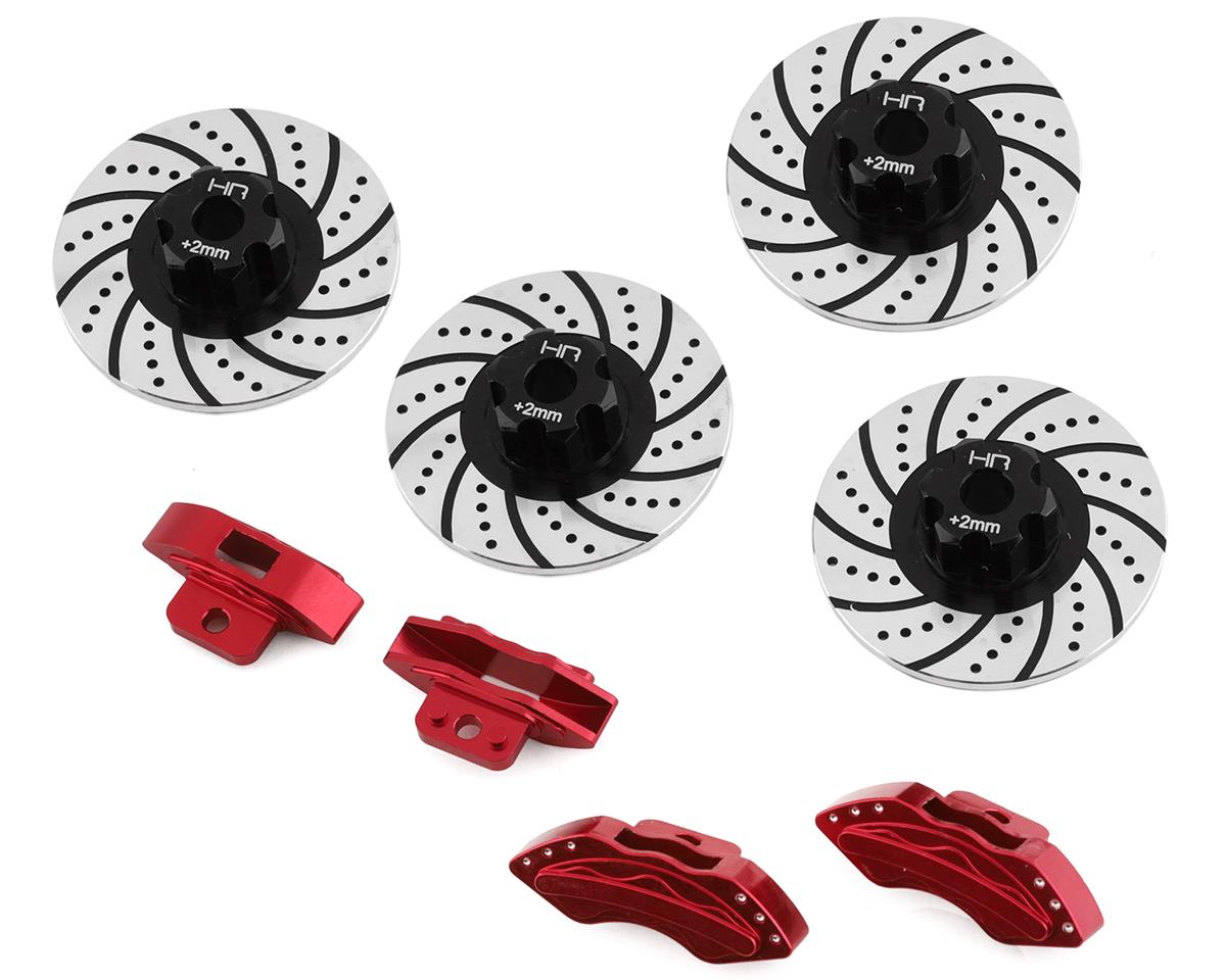 Hot Racing Aluminum Disc Brake w/Calipers for Traxxas 4-Tec 2.0 (Red) (4) (HRATRF10P202)