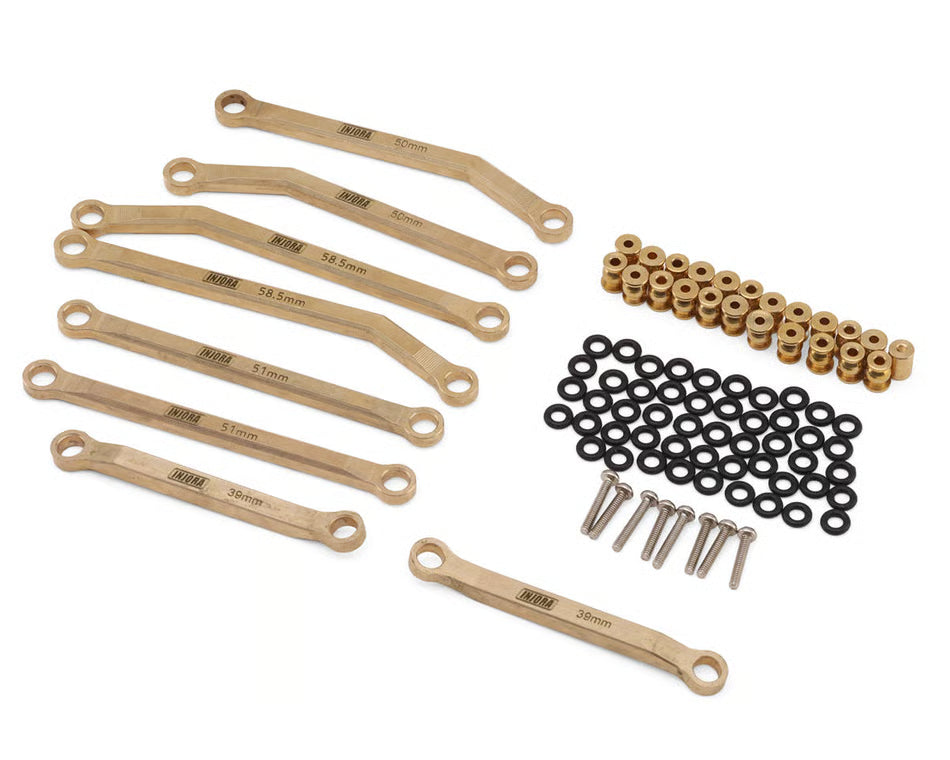 INJORA - Axial SCX24 Brass High Clearance Suspension Links Set (37g) (Gold) (C10/JLU/Bronco/Base Camp/4Runner) (132mm Wheelbase) (SCX24-126)