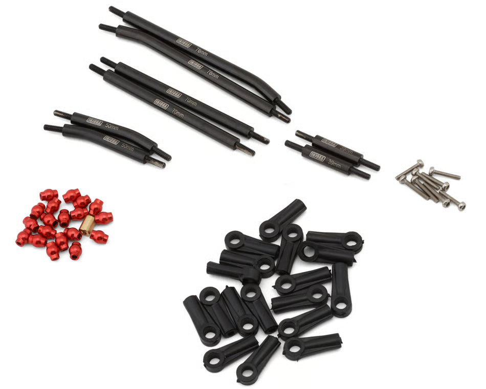 INJORA - Axial SCX24 Steel High Clearance Suspension Links Set (155mm Wheelbase) (Black) (Gladiator/Power Wagon) (SCX24-92BK)