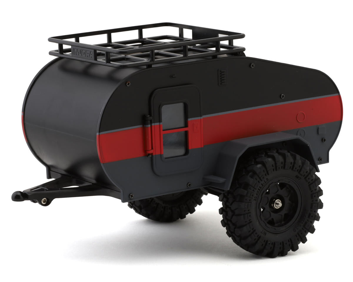 INJORA - Axial SCX24 1/24 Scale Teardrop Trailer w/Hitch (Black/Red) (TC01-BR)