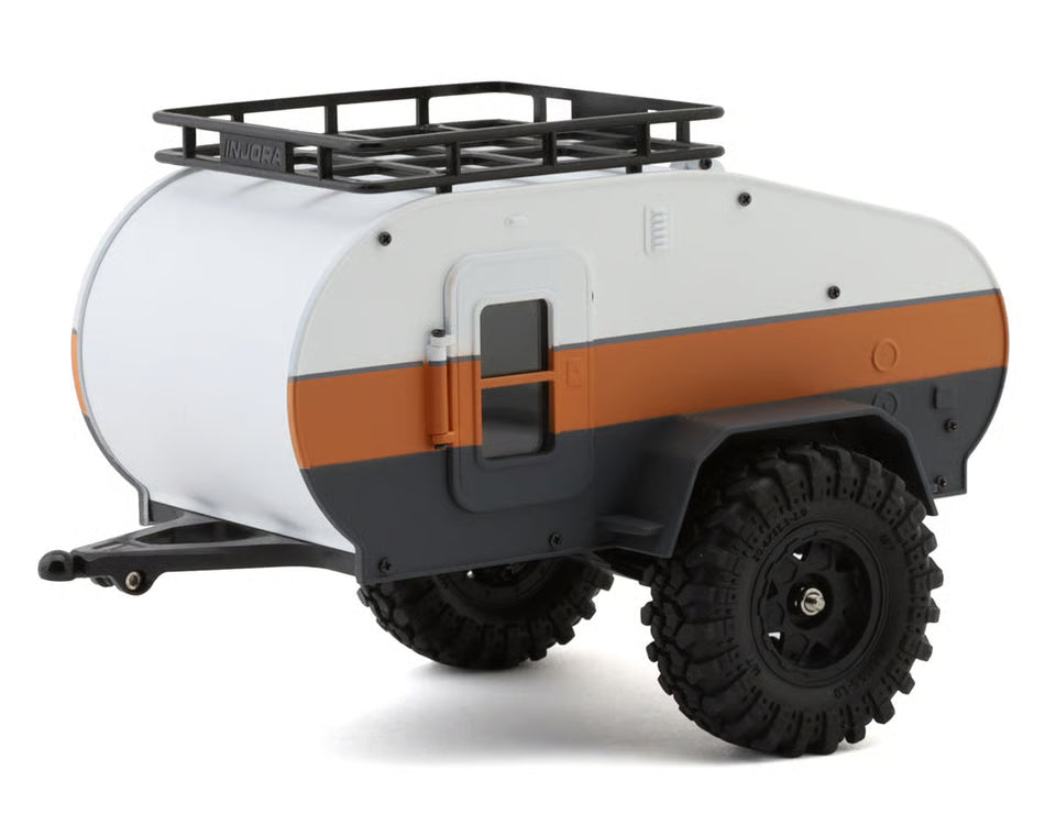 INJORA - Axial SCX24 1/24 Scale Teardrop Trailer w/Hitch (White/Orange) (TC01-OG)