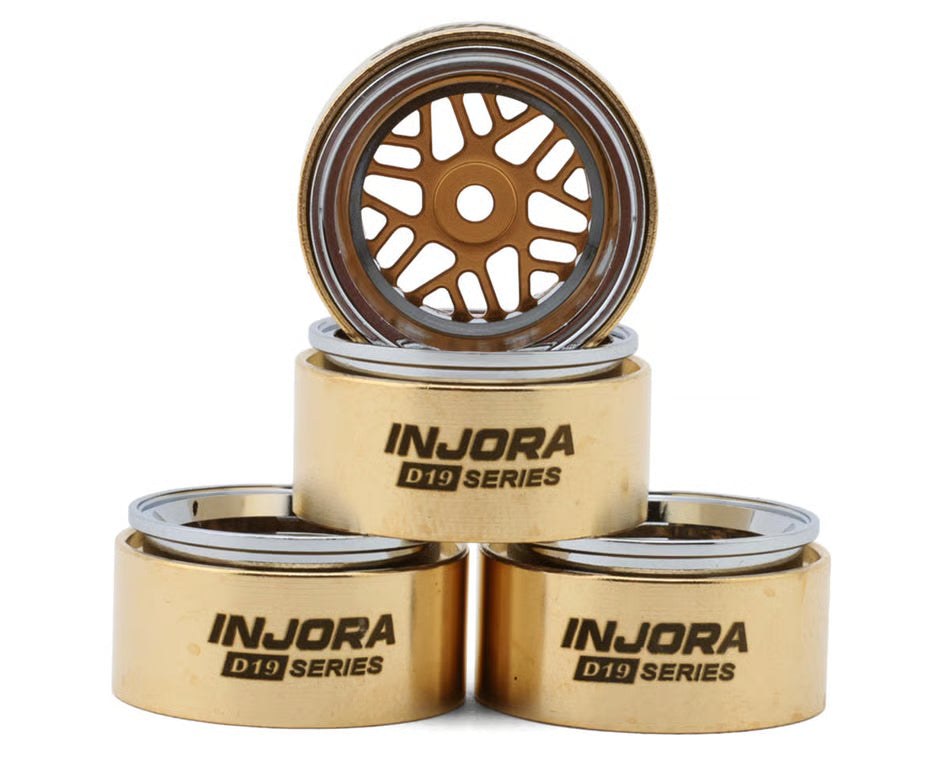 INJORA - 0.7" D19 ModuWheel Brass & Aluminum Micro Crawler Beadlock Wheels (Orange) (4) (8.4g ea) (-2mm Offset) (Ascent-32) (W7012GD-19)