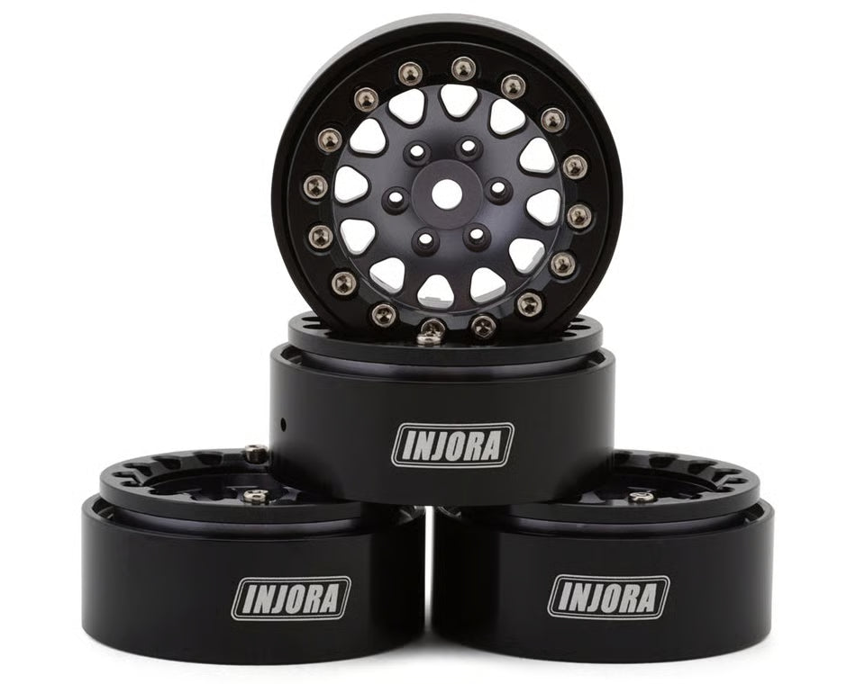 INJORA - 1.3" D-Slot Aluminum Micro Crawler Beadlock Wheels (27g ea) (Grey/Black) (4) (YQW-1311BG)